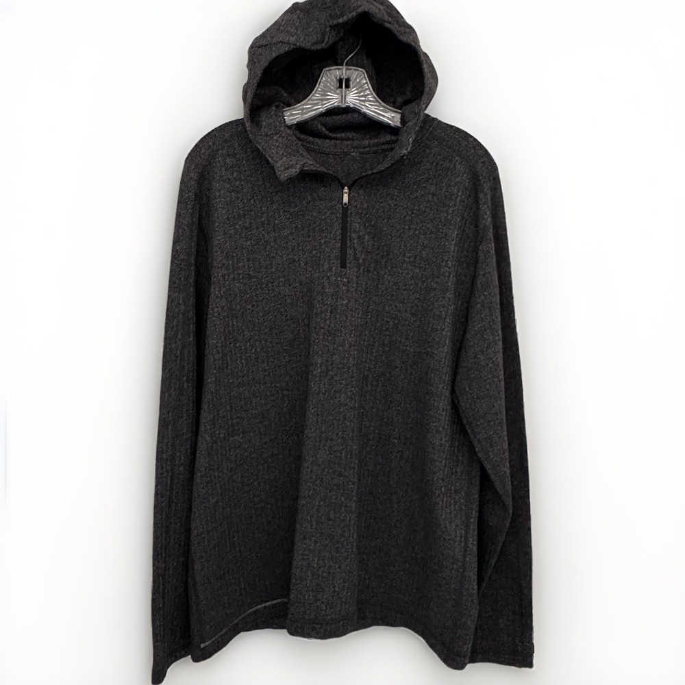 LULULEMON Hoodie Mens L Gray Herringbone 1/4 Zip Pullover Athletic Run Walk Y2K